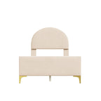 Letto a piattaforma singolo in velluto grigio/beige/rosa con testiera semicircolare, 1 posto