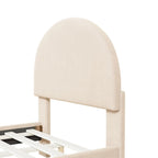 Letto a piattaforma singolo in velluto grigio/beige/rosa con testiera semicircolare, 1 posto