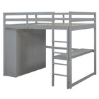 Letto a soppalco bianco/grigio con armadio, scrivania e contenitore, una piazza e mezza, 1 persona