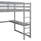 Letto a soppalco bianco/grigio con armadio, scrivania e contenitore, una piazza e mezza, 1 persona