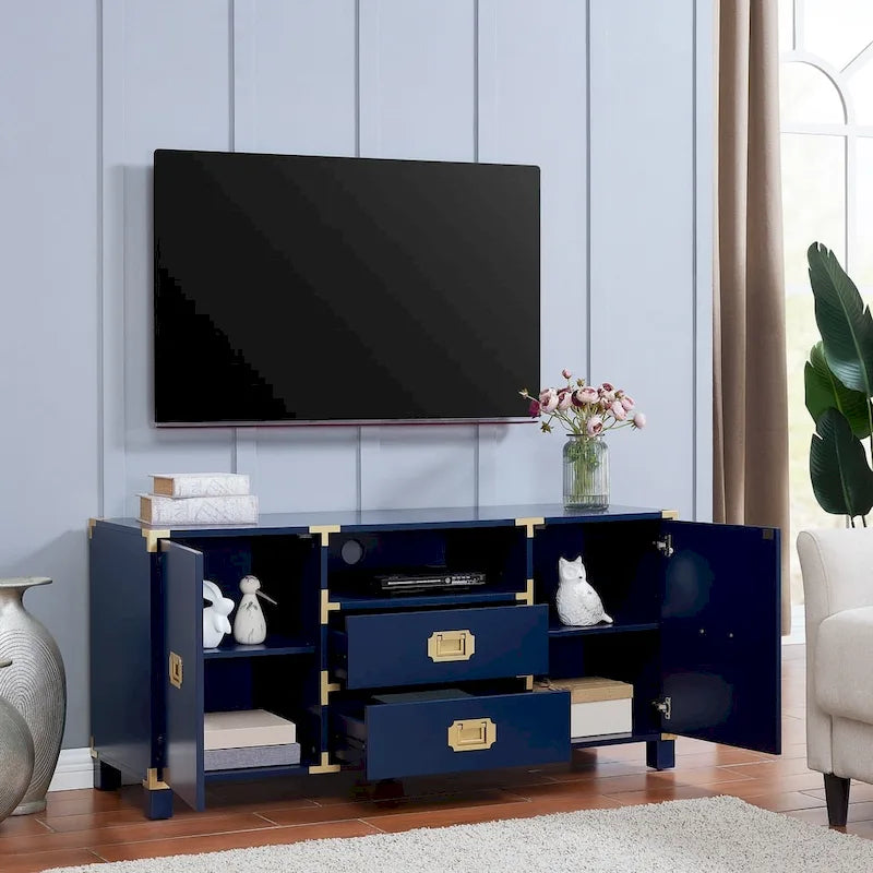 Mobile TV Bianco / Blu scuro / Blu notte con cassetti e ante, Adatto per TV fino a 50"