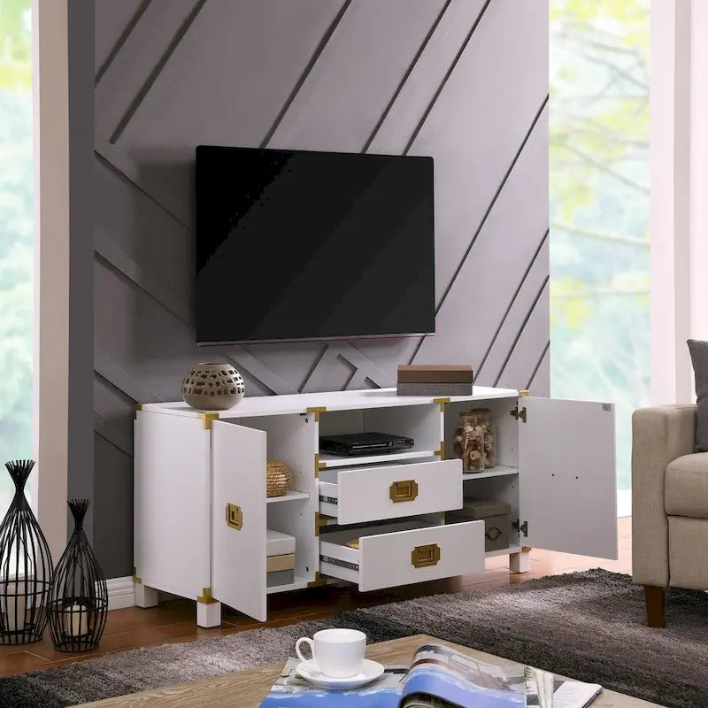 Mobile TV Bianco / Blu scuro / Blu notte con cassetti e ante, Adatto per TV fino a 50"