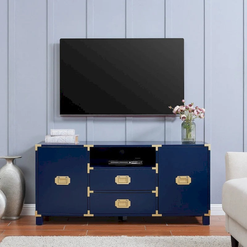 Mobile TV Bianco / Blu scuro / Blu notte con cassetti e ante, Adatto per TV fino a 50"