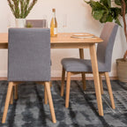 Sedia da pranzo in tessuto, stile Mid-Century, set da 2 – Menta / Beige / Grigio scuro, Gambe in noce o rovere