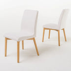 Sedia da pranzo in tessuto, stile Mid-Century, set da 2 – Menta / Beige / Grigio scuro, Gambe in noce o rovere
