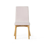 Sedia da pranzo in tessuto, stile Mid-Century, set da 2 – Menta / Beige / Grigio scuro, Gambe in noce o rovere