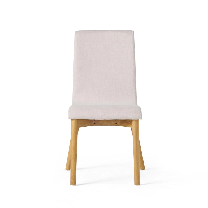Sedia da pranzo in tessuto, stile Mid-Century, set da 2 – Menta / Beige / Grigio scuro, Gambe in noce o rovere