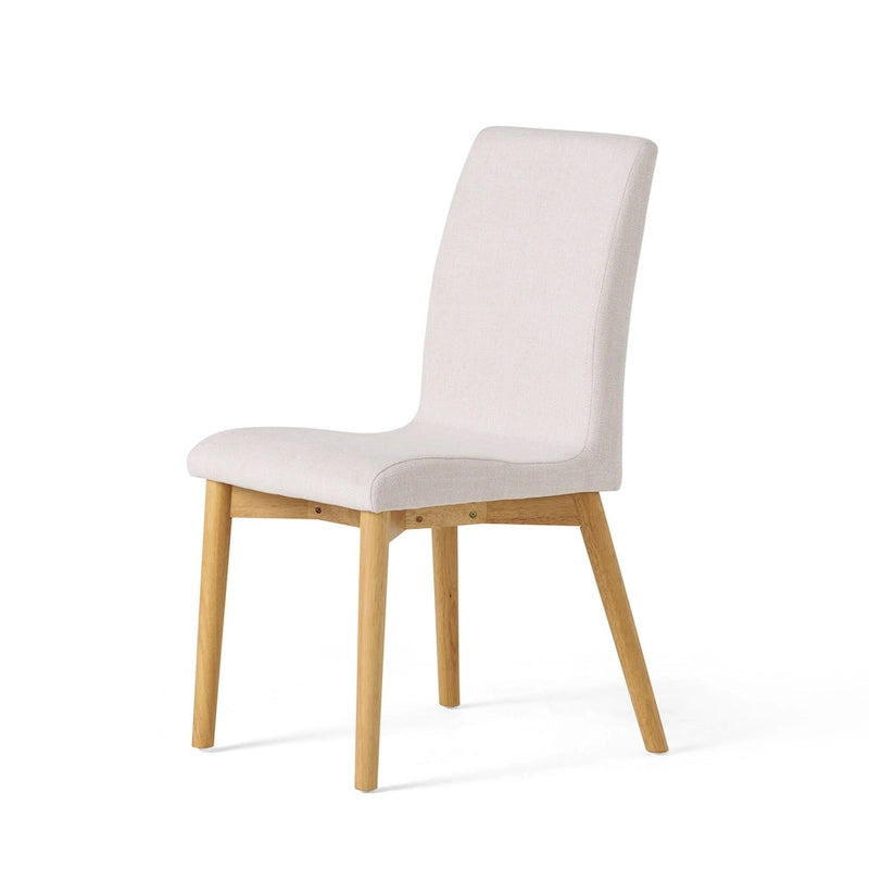 Sedia da pranzo in tessuto, stile Mid-Century, set da 2 – Menta / Beige / Grigio scuro, Gambe in noce o rovere