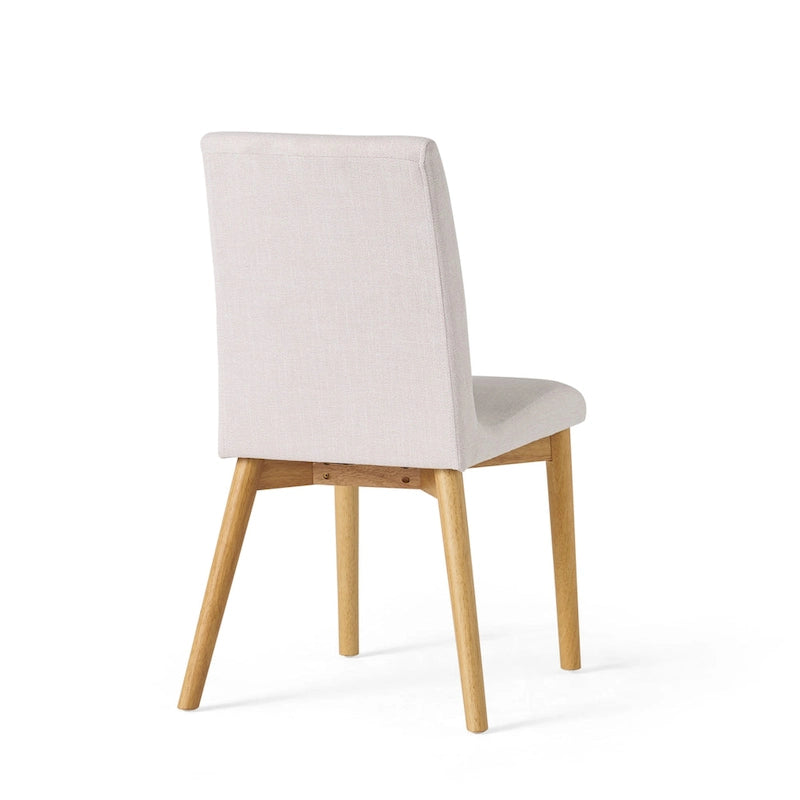 Sedia da pranzo in tessuto, stile Mid-Century, set da 2 – Menta / Beige / Grigio scuro, Gambe in noce o rovere