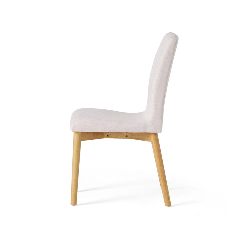 Sedia da pranzo in tessuto, stile Mid-Century, set da 2 – Menta / Beige / Grigio scuro, Gambe in noce o rovere