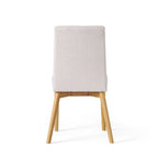 Sedia da pranzo in tessuto, stile Mid-Century, set da 2 – Menta / Beige / Grigio scuro, Gambe in noce o rovere