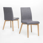 Sedia da pranzo in tessuto, stile Mid-Century, set da 2 – Menta / Beige / Grigio scuro, Gambe in noce o rovere