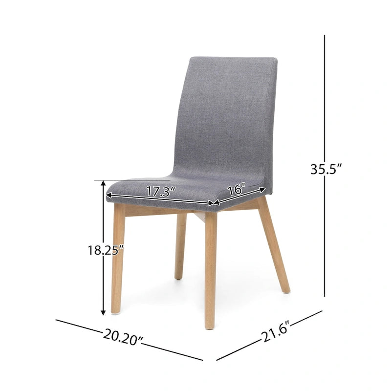 Sedia da pranzo in tessuto, stile Mid-Century, set da 2 – Menta / Beige / Grigio scuro, Gambe in noce o rovere