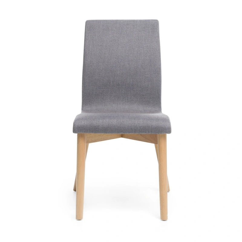 Sedia da pranzo in tessuto, stile Mid-Century, set da 2 – Menta / Beige / Grigio scuro, Gambe in noce o rovere