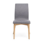 Sedia da pranzo in tessuto, stile Mid-Century, set da 2 – Menta / Beige / Grigio scuro, Gambe in noce o rovere