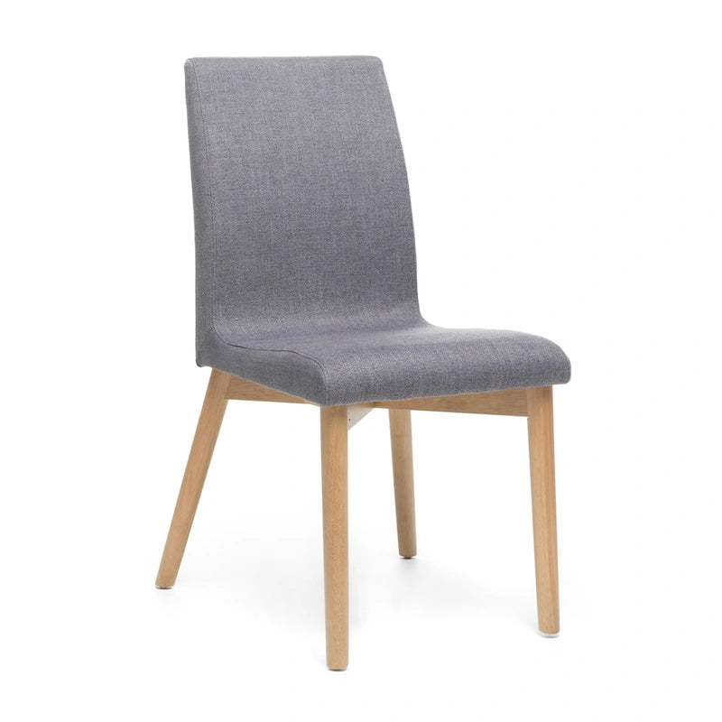 Sedia da pranzo in tessuto, stile Mid-Century, set da 2 – Menta / Beige / Grigio scuro, Gambe in noce o rovere