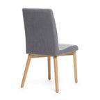 Sedia da pranzo in tessuto, stile Mid-Century, set da 2 – Menta / Beige / Grigio scuro, Gambe in noce o rovere