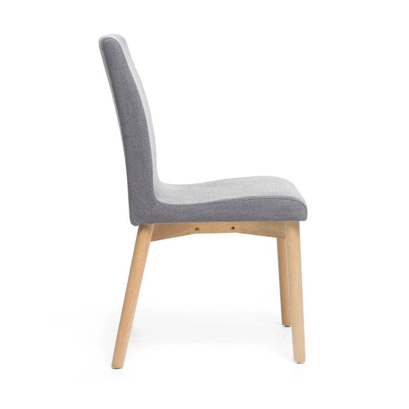 Sedia da pranzo in tessuto, stile Mid-Century, set da 2 – Menta / Beige / Grigio scuro, Gambe in noce o rovere