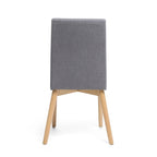 Sedia da pranzo in tessuto, stile Mid-Century, set da 2 – Menta / Beige / Grigio scuro, Gambe in noce o rovere