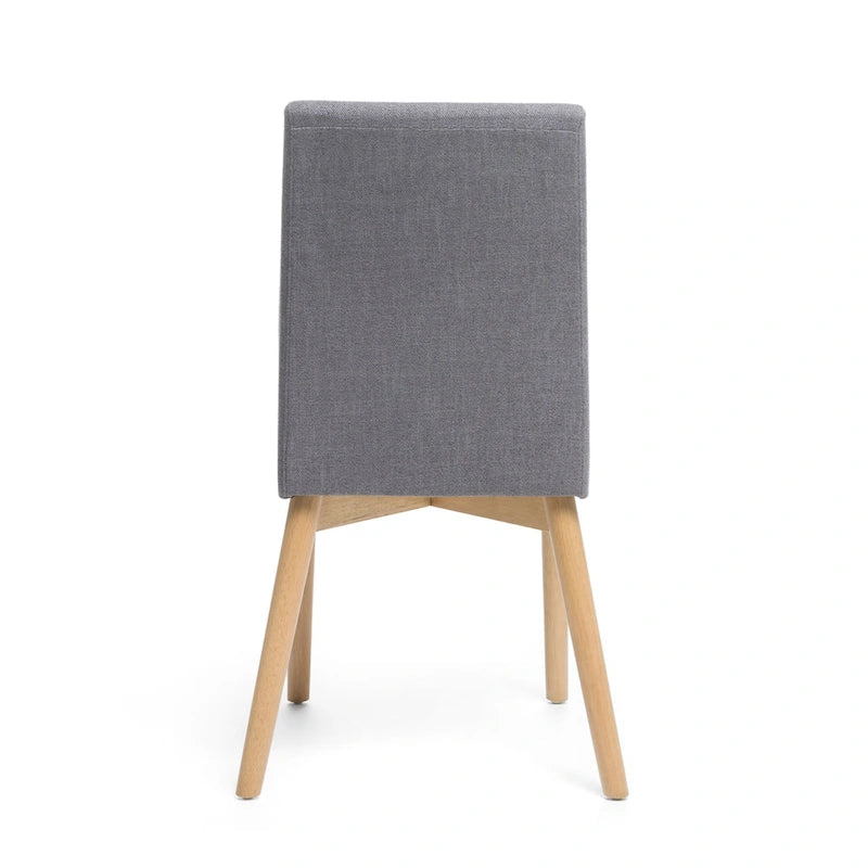 Sedia da pranzo in tessuto, stile Mid-Century, set da 2 – Menta / Beige / Grigio scuro, Gambe in noce o rovere