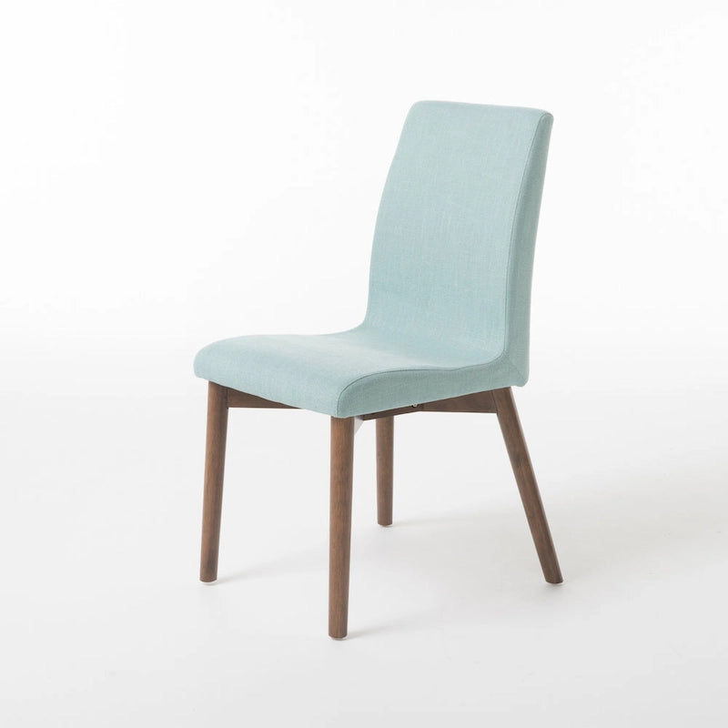 Sedia da pranzo in tessuto, stile Mid-Century, set da 2 – Menta / Beige / Grigio scuro, Gambe in noce o rovere