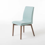 Sedia da pranzo in tessuto, stile Mid-Century, set da 2 – Menta / Beige / Grigio scuro, Gambe in noce o rovere
