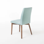Sedia da pranzo in tessuto, stile Mid-Century, set da 2 – Menta / Beige / Grigio scuro, Gambe in noce o rovere