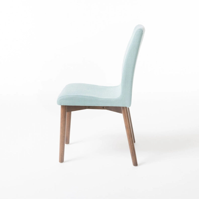 Sedia da pranzo in tessuto, stile Mid-Century, set da 2 – Menta / Beige / Grigio scuro, Gambe in noce o rovere