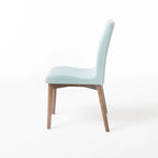 Sedia da pranzo in tessuto, stile Mid-Century, set da 2 – Menta / Beige / Grigio scuro, Gambe in noce o rovere