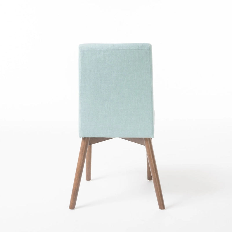 Sedia da pranzo in tessuto, stile Mid-Century, set da 2 – Menta / Beige / Grigio scuro, Gambe in noce o rovere
