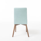 Sedia da pranzo in tessuto, stile Mid-Century, set da 2 – Menta / Beige / Grigio scuro, Gambe in noce o rovere