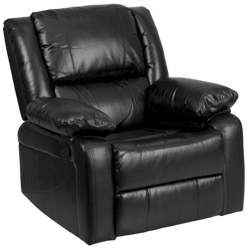 Poltrona reclinabile con schienale a cuscino in ecopelle, nero/marrone/grigio/crema/cognac, monoposto