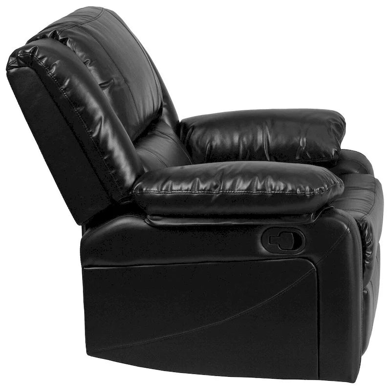 Poltrona reclinabile con schienale a cuscino in ecopelle, nero/marrone/grigio/crema/cognac, monoposto