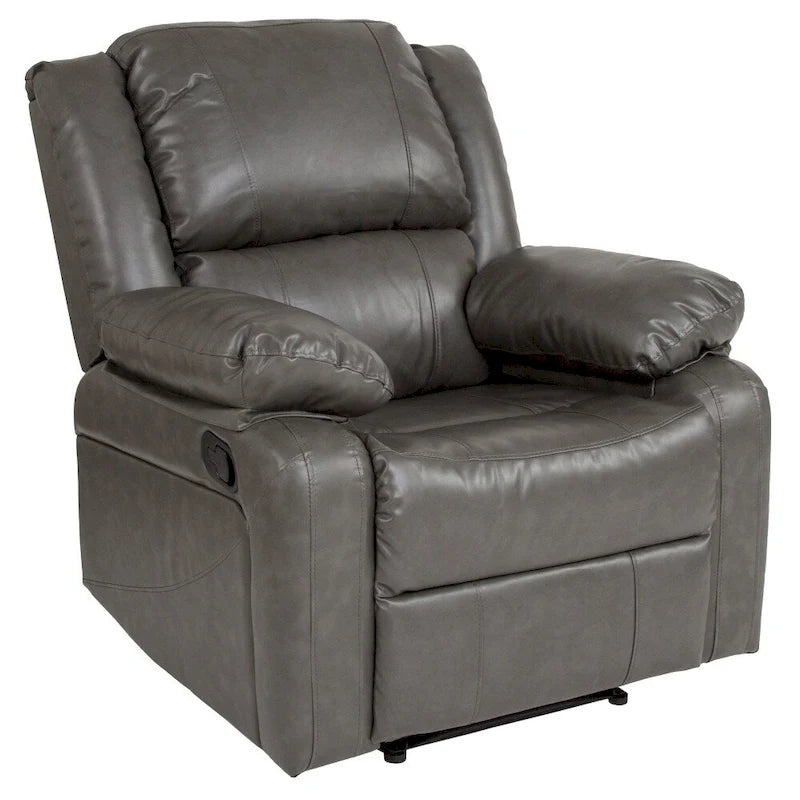 Poltrona reclinabile con schienale a cuscino in ecopelle, nero/marrone/grigio/crema/cognac, monoposto