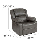 Poltrona reclinabile con schienale a cuscino in ecopelle, nero/marrone/grigio/crema/cognac, monoposto