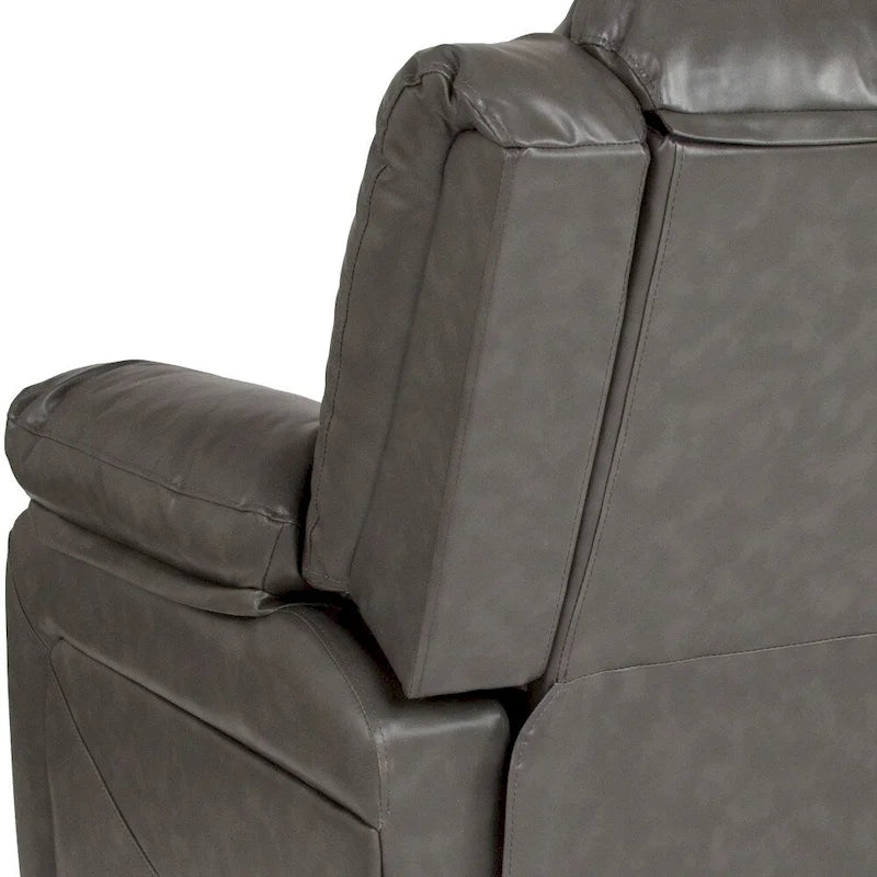 Poltrona reclinabile con schienale a cuscino in ecopelle, nero/marrone/grigio/crema/cognac, monoposto