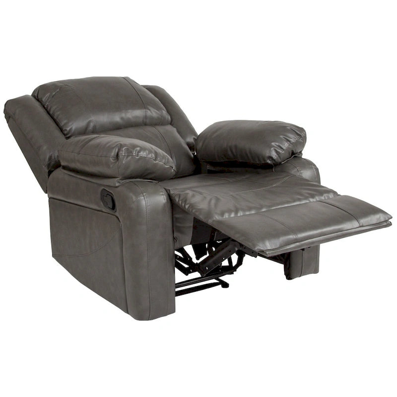 Poltrona reclinabile con schienale a cuscino in ecopelle, nero/marrone/grigio/crema/cognac, monoposto