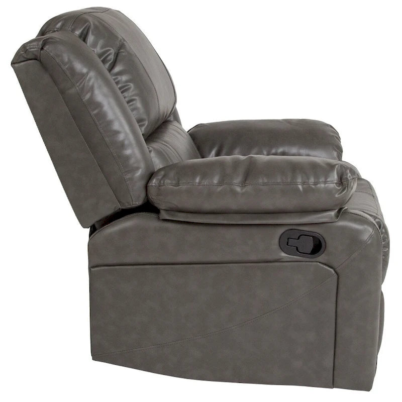 Poltrona reclinabile con schienale a cuscino in ecopelle, nero/marrone/grigio/crema/cognac, monoposto