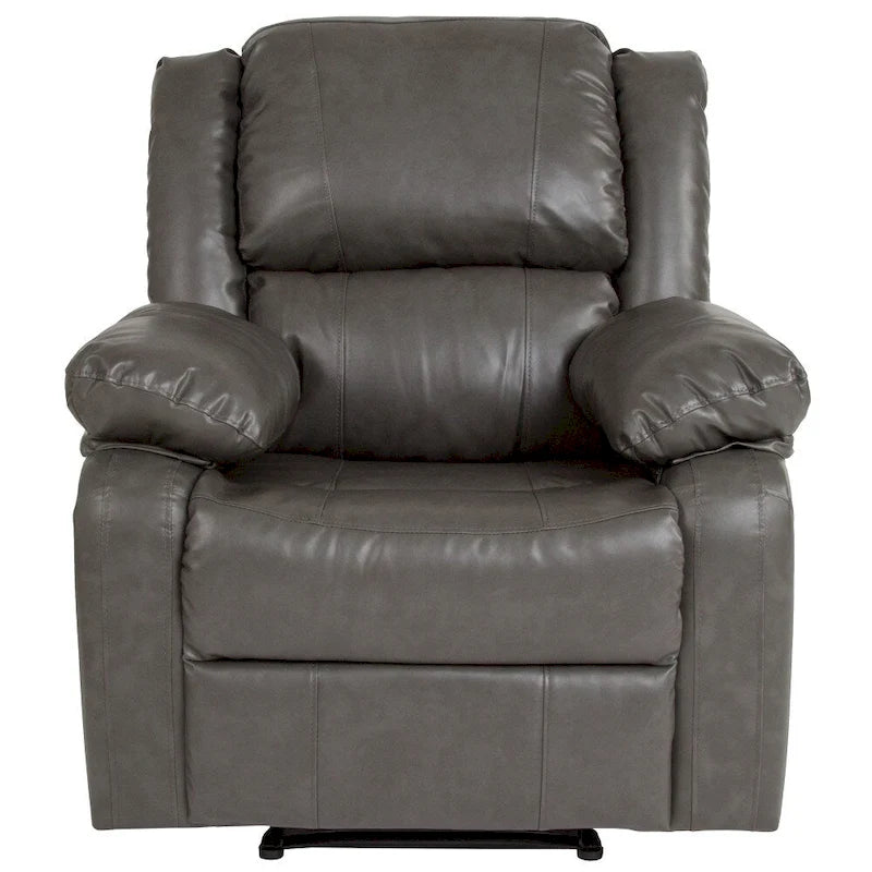 Poltrona reclinabile con schienale a cuscino in ecopelle, nero/marrone/grigio/crema/cognac, monoposto