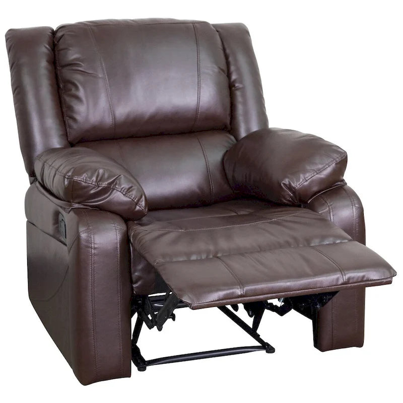 Poltrona reclinabile con schienale a cuscino in ecopelle, nero/marrone/grigio/crema/cognac, monoposto