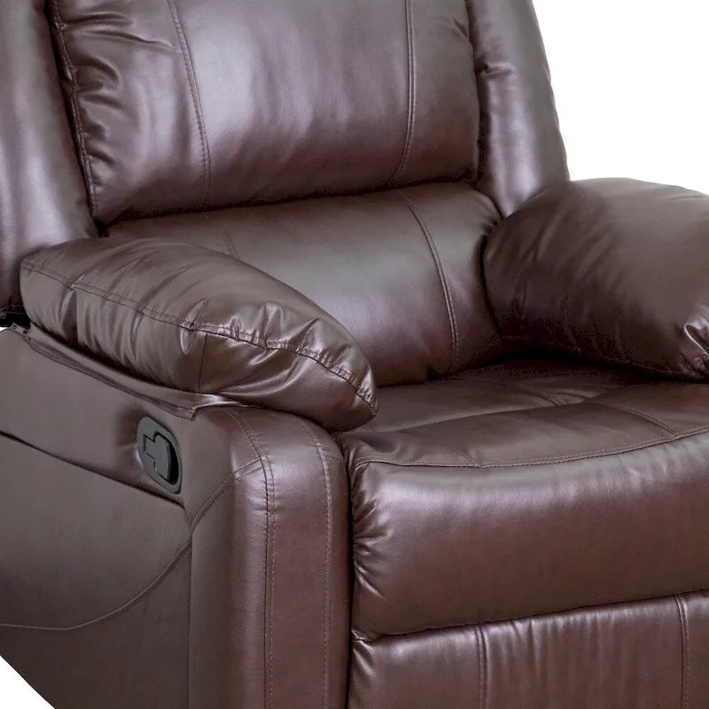 Poltrona reclinabile con schienale a cuscino in ecopelle, nero/marrone/grigio/crema/cognac, monoposto