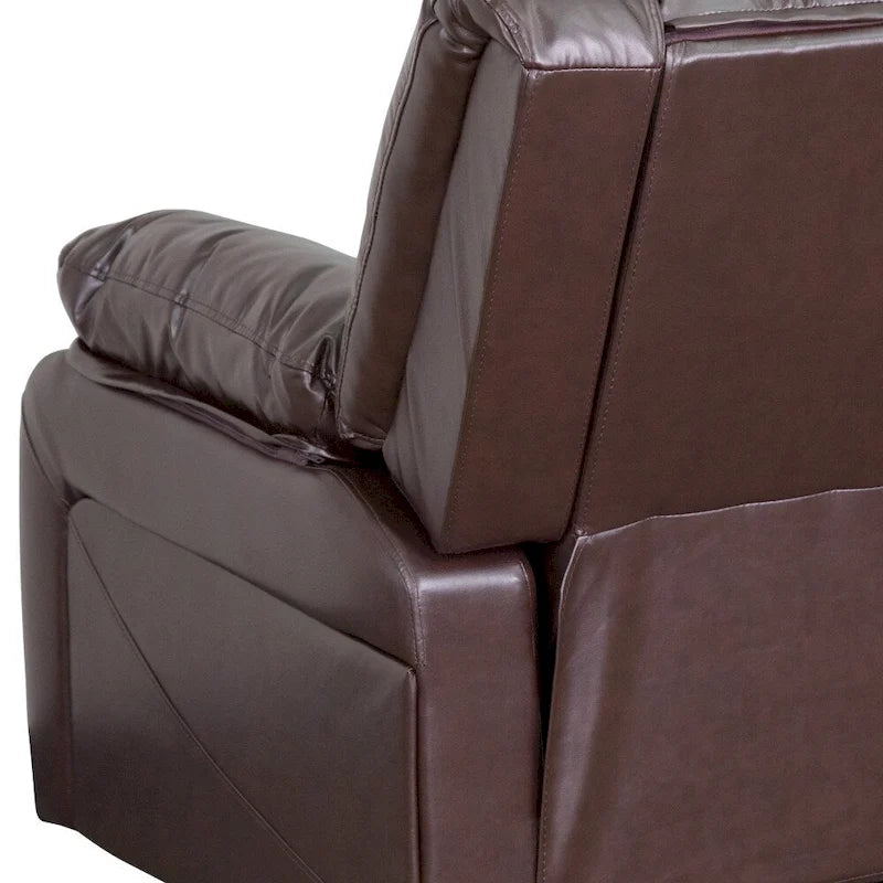 Poltrona reclinabile con schienale a cuscino in ecopelle, nero/marrone/grigio/crema/cognac, monoposto