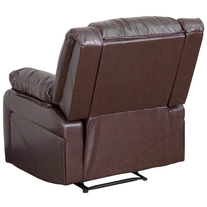 Poltrona reclinabile con schienale a cuscino in ecopelle, nero/marrone/grigio/crema/cognac, monoposto