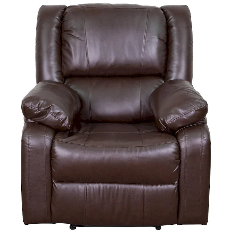 Poltrona reclinabile con schienale a cuscino in ecopelle, nero/marrone/grigio/crema/cognac, monoposto