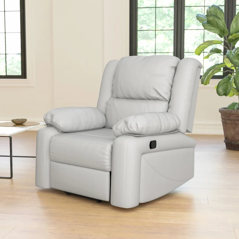 Poltrona reclinabile con schienale a cuscino in ecopelle, nero/marrone/grigio/crema/cognac, monoposto