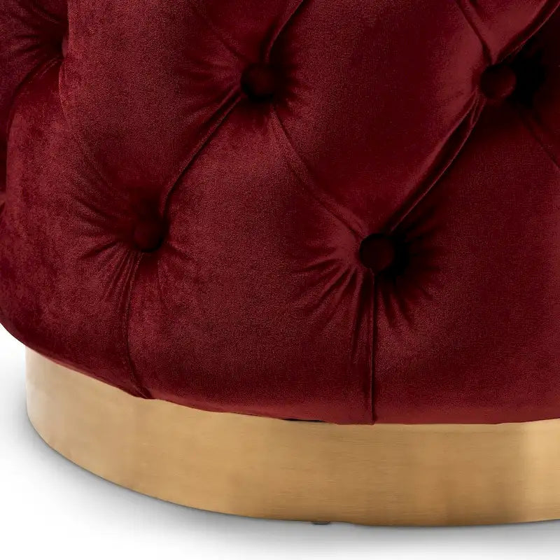 Pouf singolo imbottito con bottoni in velluto grigio/beige/blu/rosa/rosso