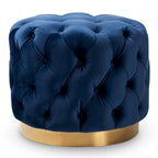 Pouf singolo imbottito con bottoni in velluto grigio/beige/blu/rosa/rosso