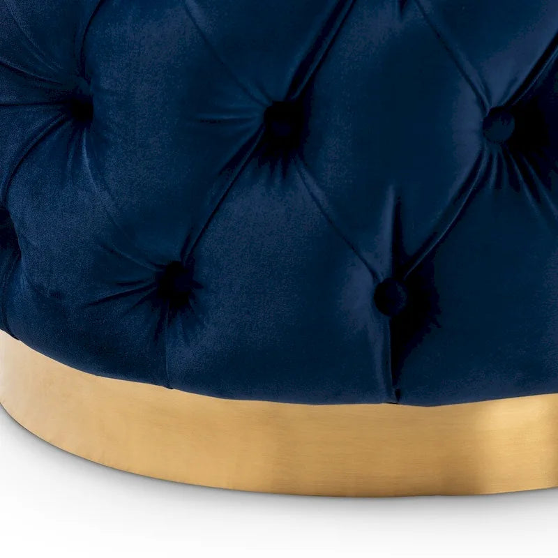 Pouf singolo imbottito con bottoni in velluto grigio/beige/blu/rosa/rosso