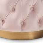 Pouf singolo imbottito con bottoni in velluto grigio/beige/blu/rosa/rosso