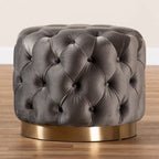 Pouf singolo imbottito con bottoni in velluto grigio/beige/blu/rosa/rosso